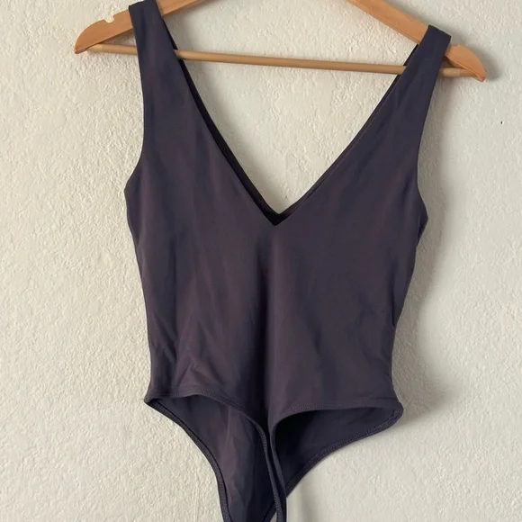 Aritzia Babaton Gray V-Neck Bodysuit - Picture 5 of 5